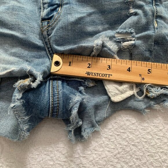 American Eagle hi-rise shortie distressed cutoff cotton stretch denim jean short - Picture 9 of 11